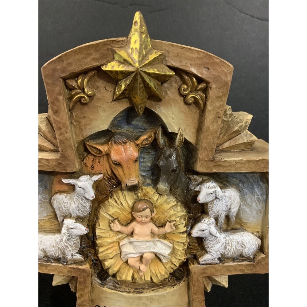Avalon Gallery Milagros For Unto You is Born Manger Cross Figurine - Picture 2 of 7